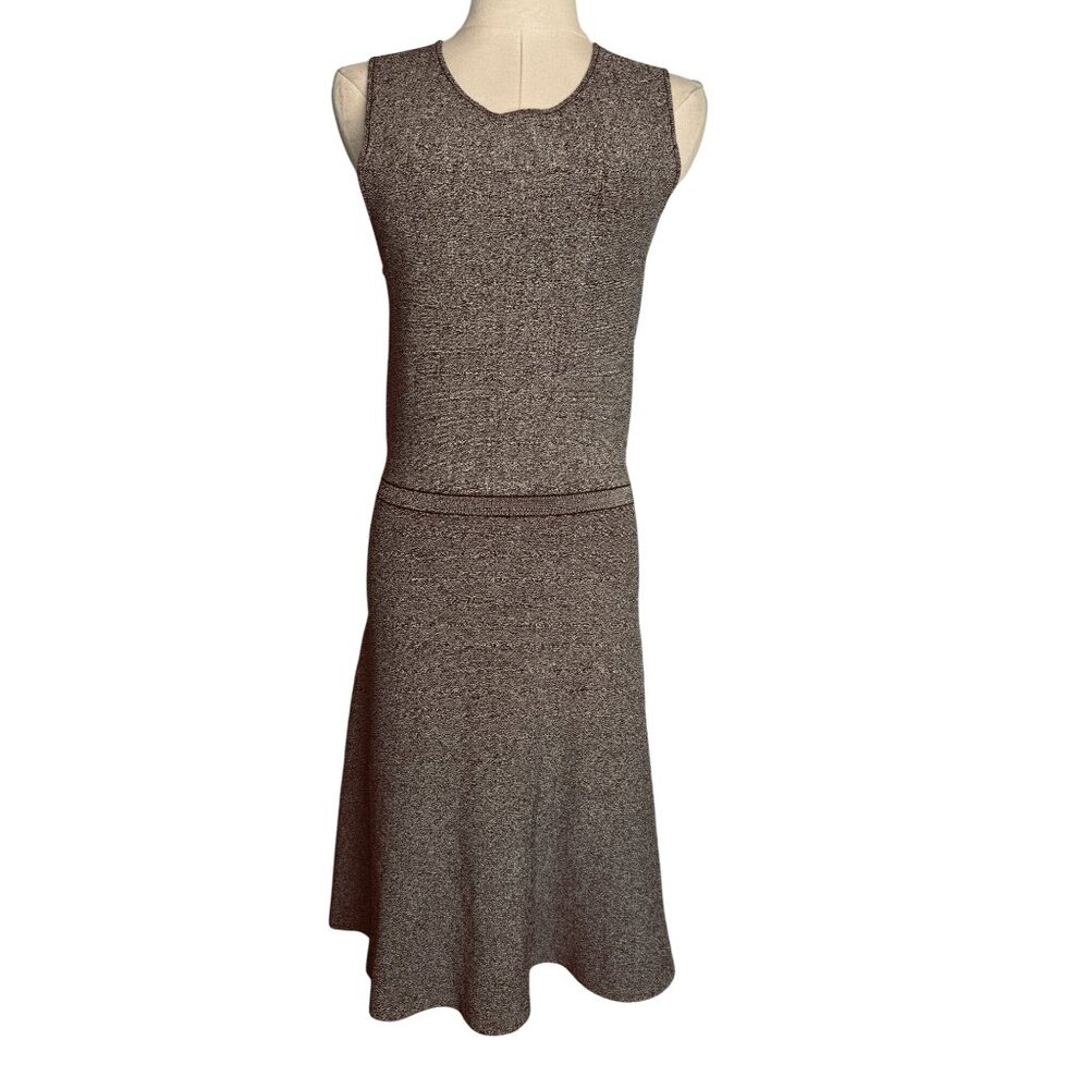 Theory Womens Medium Knit Sleeveless Gray & Black Fitted Dress - Picture 2 of 9